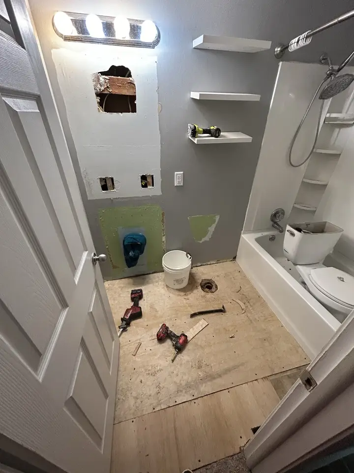 Bathroom gutted to the subfloor
