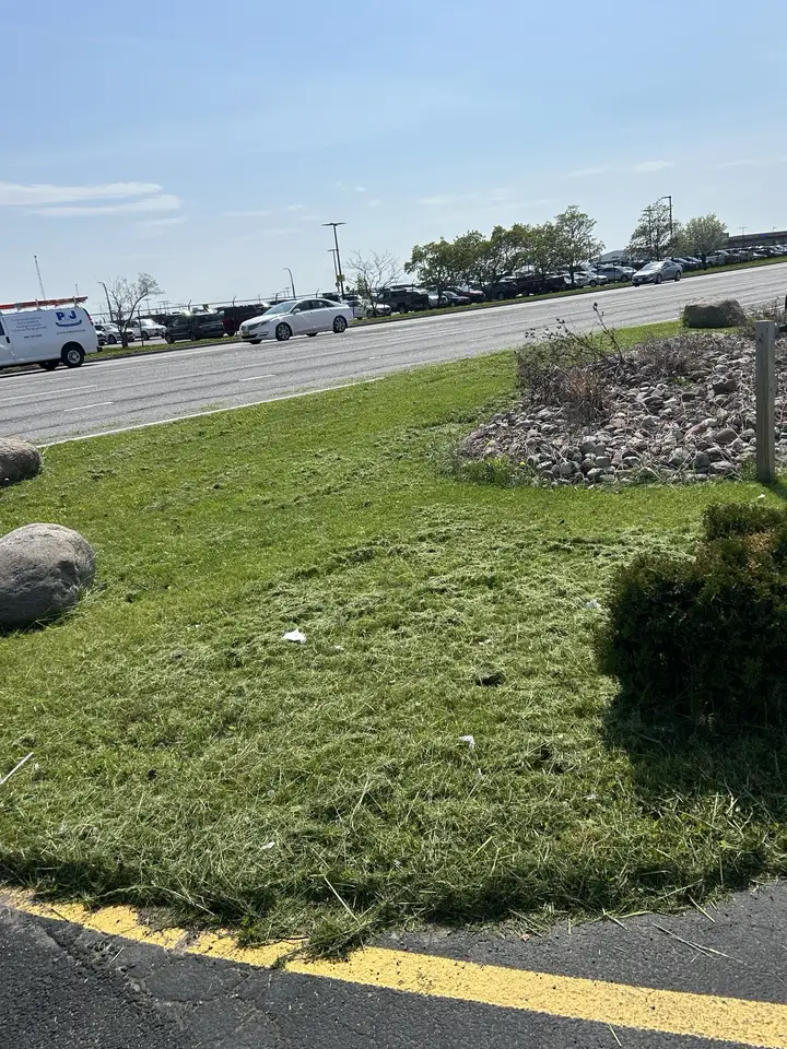 Freshly mowed commercial property
