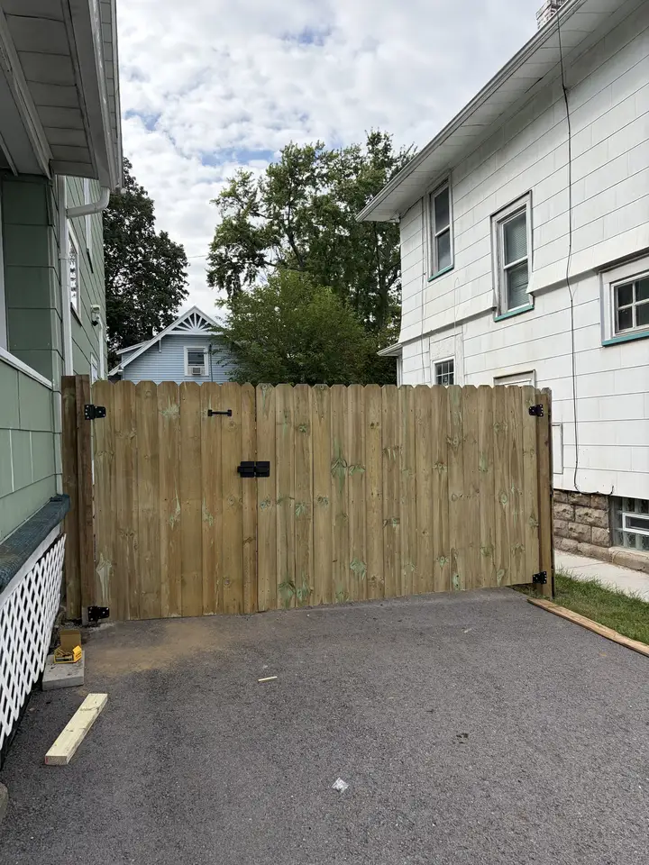 Wood double driveway gate