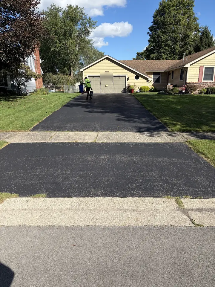 Driveway being sealcoated