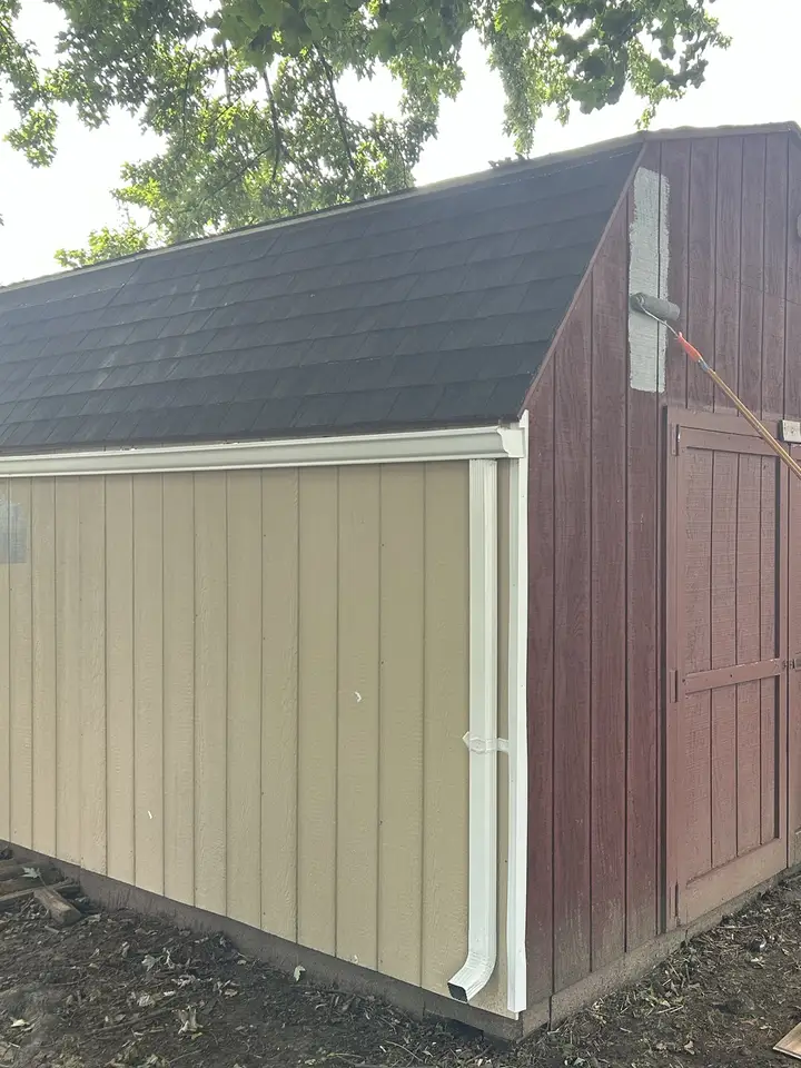 Shed mid-repaint